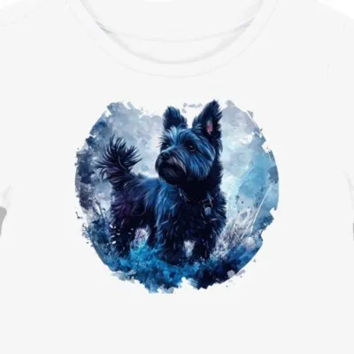 Koszulka damska biała z grafiką psa rasy Cairn Terrier