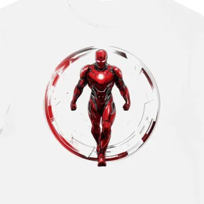Koszulka męska biała z motywem Iron Man z komiksu