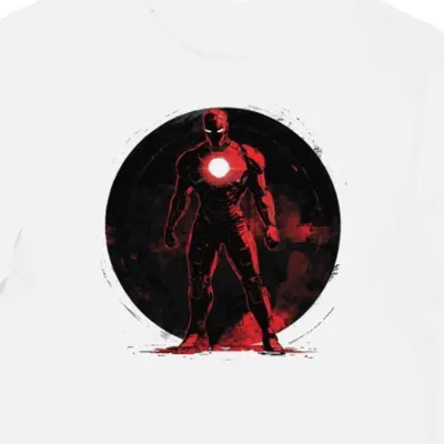 Koszulka męska biała z grafiką Iron Man Zbroja