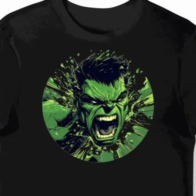 Koszulka męska czarna z nadrukiem bohatera Hulk
