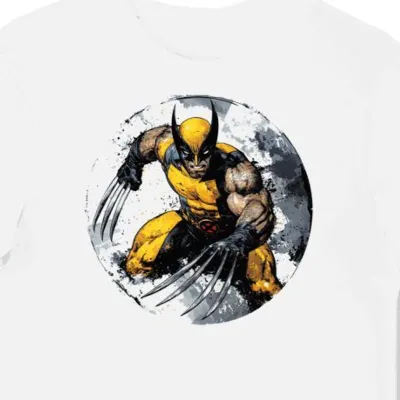 Koszulka męska biała z motywem Wolverine i srebrnych szponów