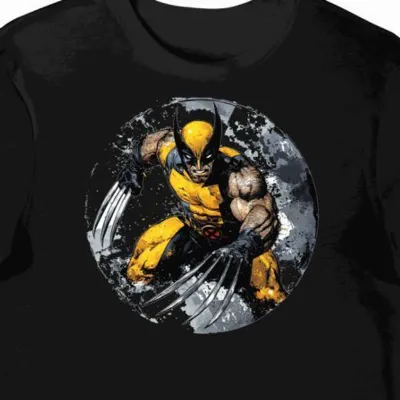 Koszulka męska czarna z motywem bohatera Wolverine