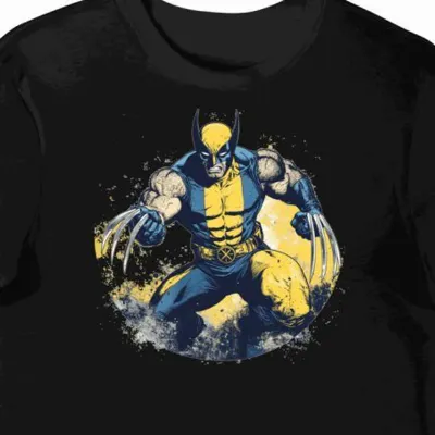 Koszulka męska czarna z motywem Wolverine