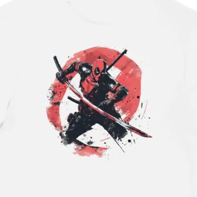 Koszulka męska biała z nadrukiem bohatera Deadpool