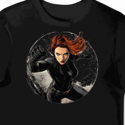 Koszulka męska czarna z motywem superbohaterki Black Widow