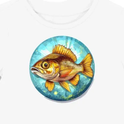 Koszulka damska biała z nadrukiem złotego walleye