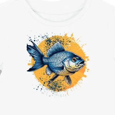 Koszulka damska biała z nadrukiem ryby Blue Crappie