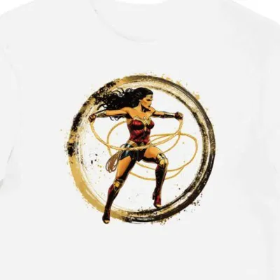 Koszulka męska biała z nadrukiem Wonder Woman i lasso
