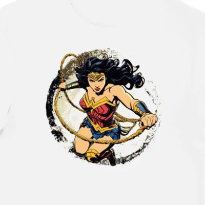 Koszulka męska biała z motywem złotego lassa Wonder Woman