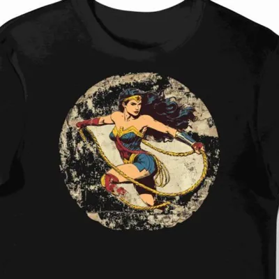 Koszulka męska czarna z motywem Lasso Wonder Woman