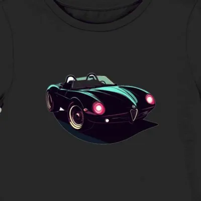 Koszulka damska czarna z motywem futurystycznego Alfa Romeo