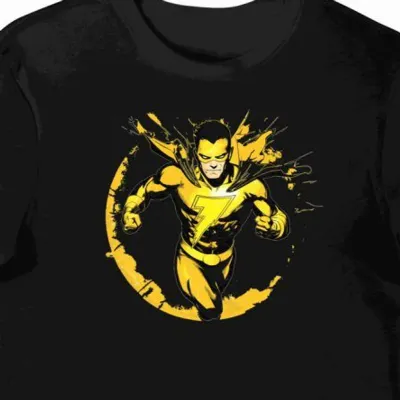 Koszulka męska czarna z motywem błyskawicy Shazam