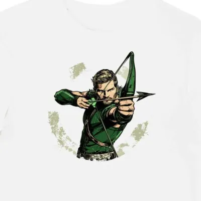 Koszulka męska biała z grafiką strzelca Green Arrow