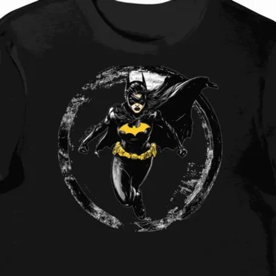 Koszulka męska czarna z motywem Batgirl i hakiem