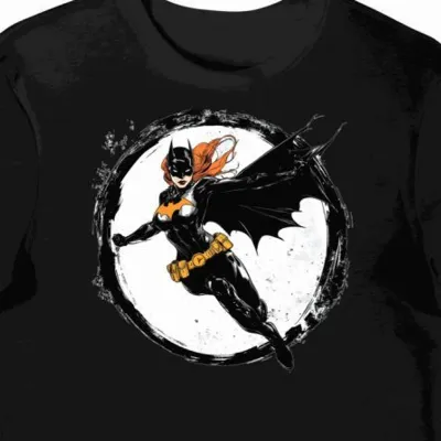 Koszulka męska czarna z grafiką Batgirl i hakiem