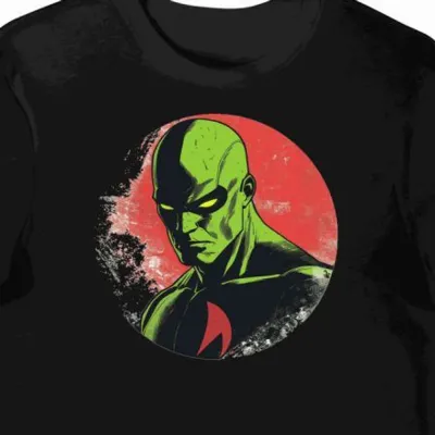 Koszulka męska czarna z motywem Martian Manhunter