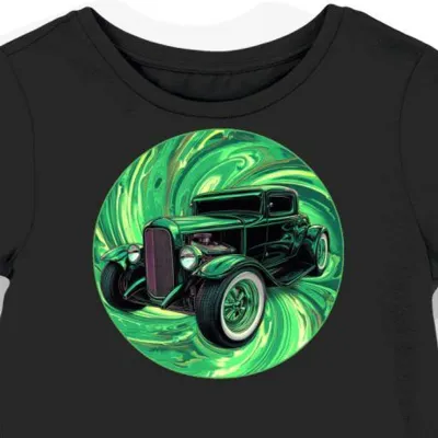 Koszulka damska czarna z nadrukiem Zielona Felga i Hot Rod