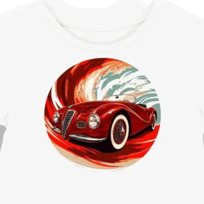 Koszulka damska biała z grafiką czerwonego Alfa Romeo