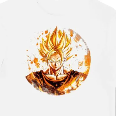 Koszulka męska biała z motywem bohatera Goku Super Saiyan