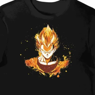 Koszulka męska czarna z nadrukiem Goku w złotych włosach