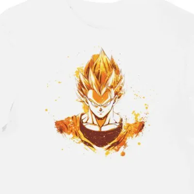 Koszulka męska biała z motywem Super Saiyan