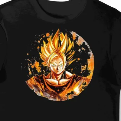 Koszulka męska czarna z nadrukiem Super Saiyan bohatera