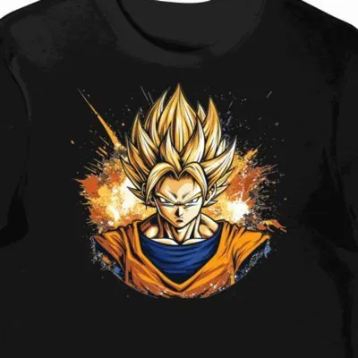 Koszulka męska czarna z grafiką bohatera Goku