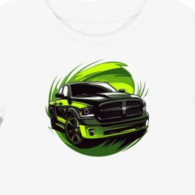 Koszulka damska biała z motywem zielonego Dodge Rama