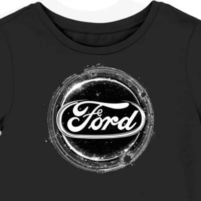 Koszulka damska czarna z nadrukiem logotypu Ford