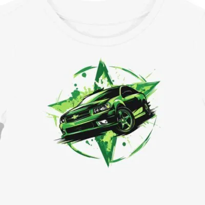 Koszulka damska biała z motywem zielonego Chevrolet