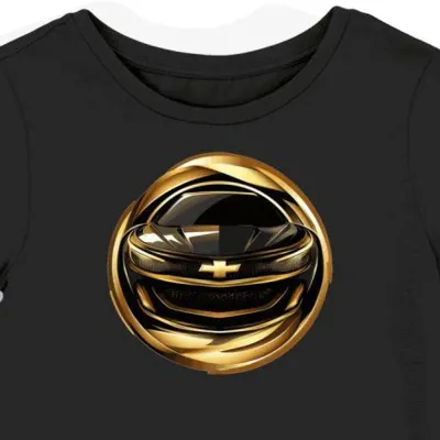 Koszulka damska czarna z motywem złotego logo Chevy
