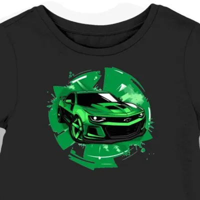 Koszulka damska czarna z nadrukiem zielonego logo Chevy