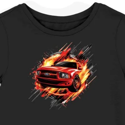 Koszulka damska czarna z motywem czerwonego logo Ford