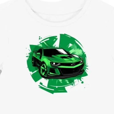 Koszulka damska biała z grafiką zielonego Chevroleta