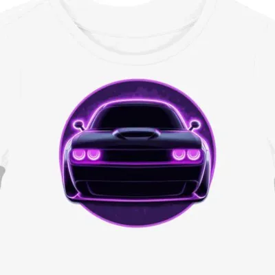 Koszulka damska biała z grafiką purpurowego logo Dodge