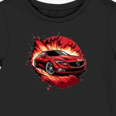 Koszulka damska czarna z motywem czerwonego logo samochodu Buick