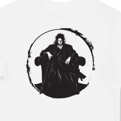 Koszulka męska biała z nadrukiem Manga Villain