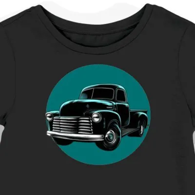Koszulka damska czarna z motywem vintage truck
