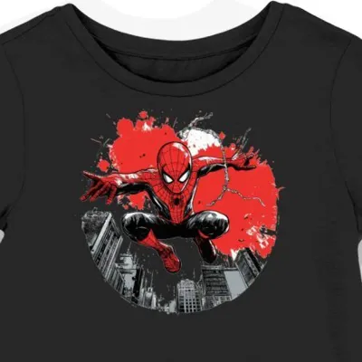 Koszulka damska czarna z motywem Spider-Mana w akcji