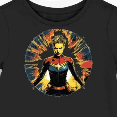 Koszulka damska czarna z nadrukiem Kapitan Marvel