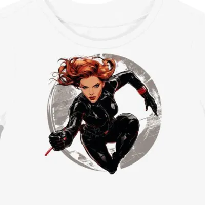 Koszulka damska biała z grafiką bohaterki Black Widow