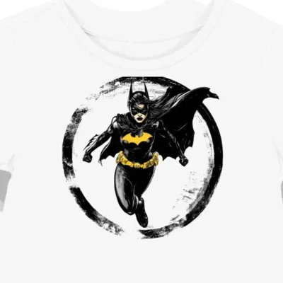 Koszulka damska biała z nadrukiem Batgirl i hakiem