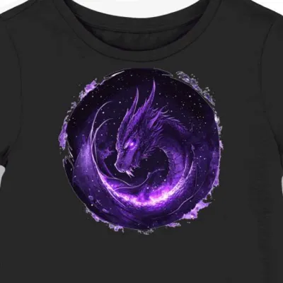 Koszulka damska czarna z motywem mistycznego smoka