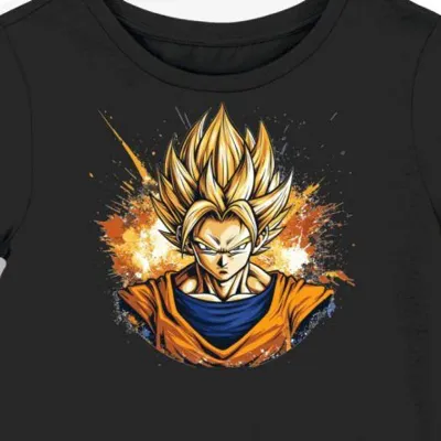 Koszulka damska czarna z nadrukiem Super Saiyan Goku