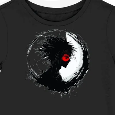Koszulka damska czarna z motywem z mangi Death Note