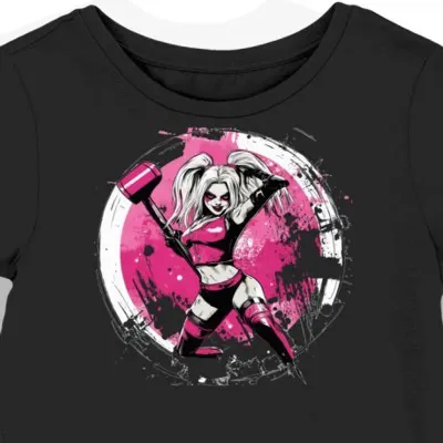Koszulka damska czarna z nadrukiem młota Harley Quinn