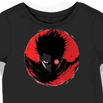 Koszulka damska czarna z nadrukiem oka Madara Uchiha