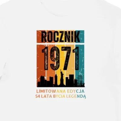 Koszulka męska biała 1971 urodziny 54 lat prezent