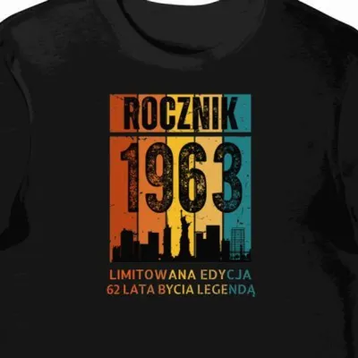 Koszulka męska czarna 1963 urodziny 62 lat prezent