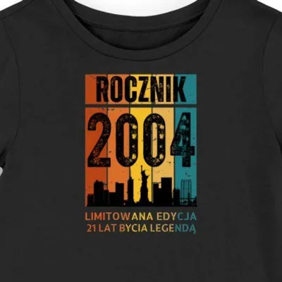 Koszulka damska czarna 2004 urodziny 21 lat prezent